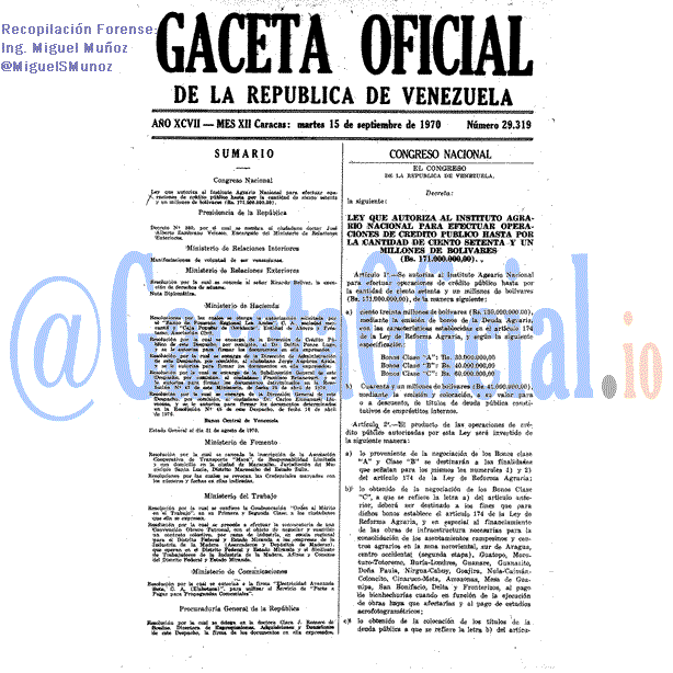 Gaceta Oficial 29319 del 15 Septiembre 1970