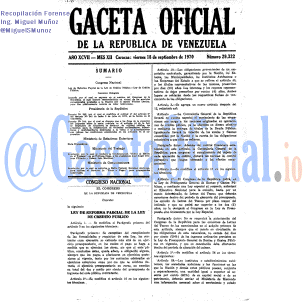 Gaceta Oficial 29322 del 18 Septiembre 1970