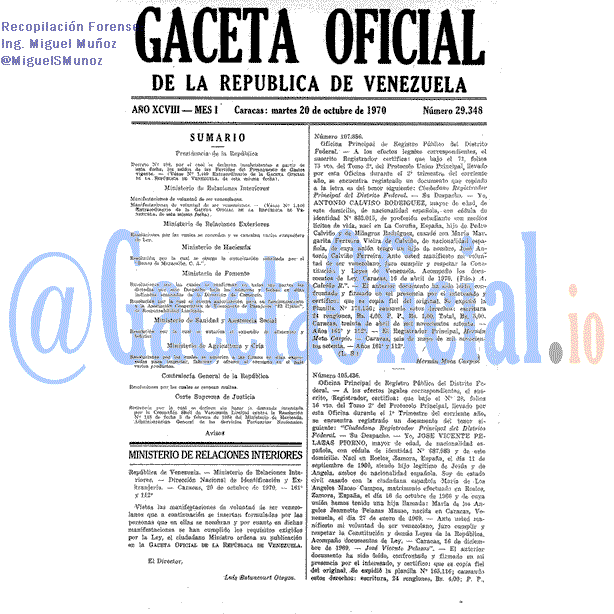 Gaceta Oficial 29348 del 20 Octubre 1970