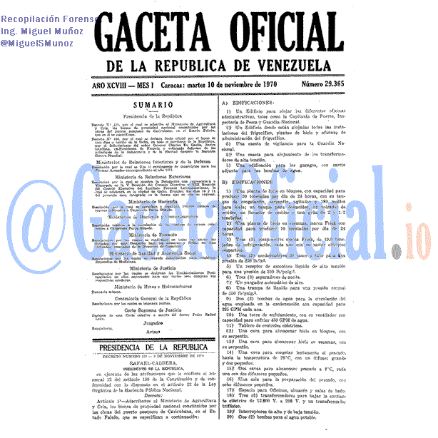 Gaceta Oficial 29365 del 10 Noviembre 1970