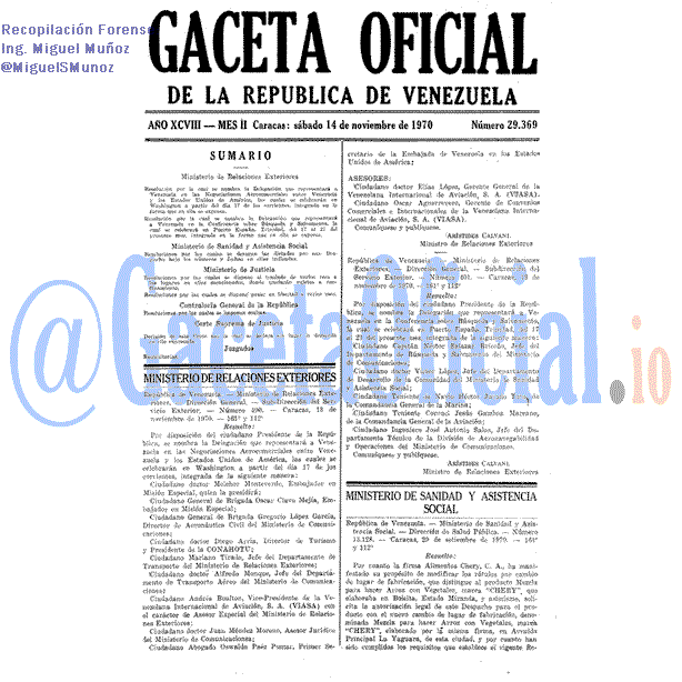 Gaceta Oficial 29369 del 14 Noviembre 1970