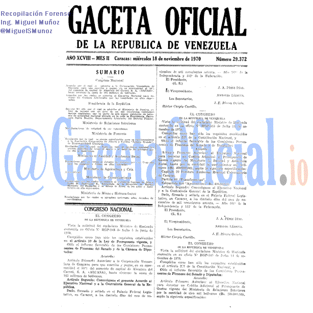 Gaceta Oficial 29372 del 18 Noviembre 1970