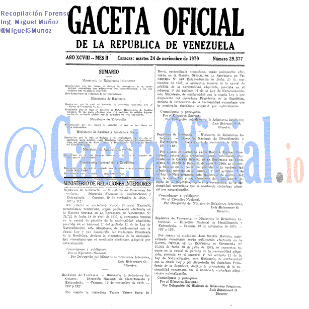 Gaceta Oficial 29377 del 24 Noviembre 1970