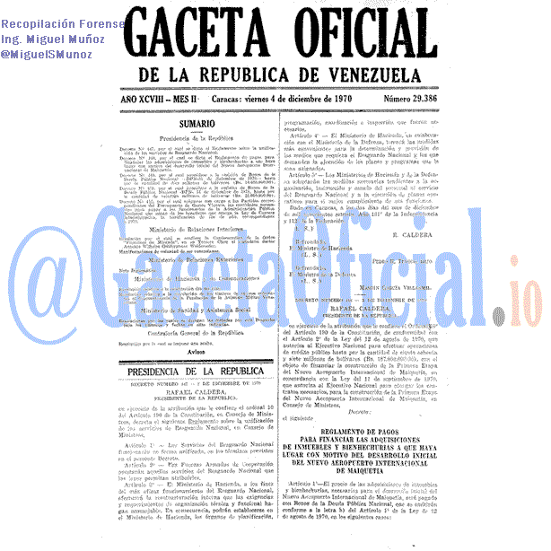 Gaceta Oficial 29386 del 4 Diciembre 1970