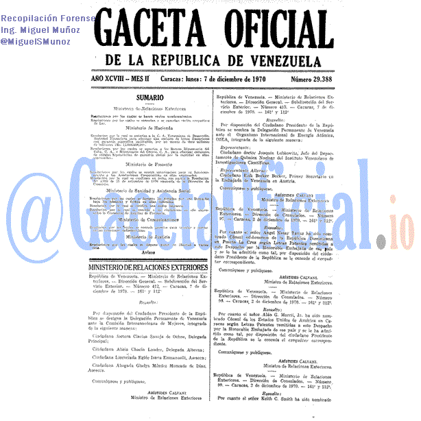 Gaceta Oficial 29388 del 7 Diciembre 1970