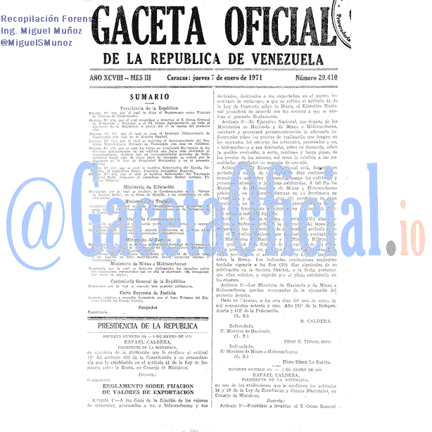 Gaceta Oficial 29410 del 7 Enero 1971