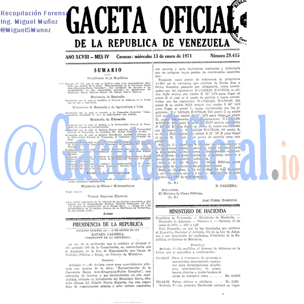 Gaceta Oficial 29415 del 13 Enero 1971
