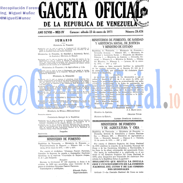 Gaceta Oficial 29424 del 23 Enero 1971
