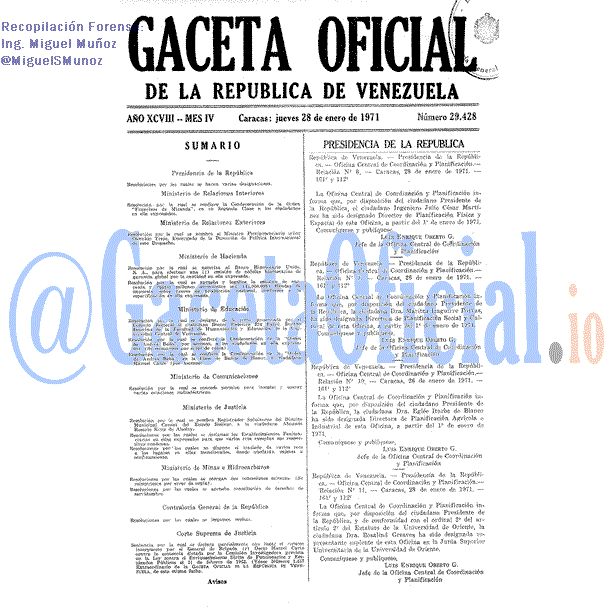 Gaceta Oficial 29428 del 28 Enero 1971
