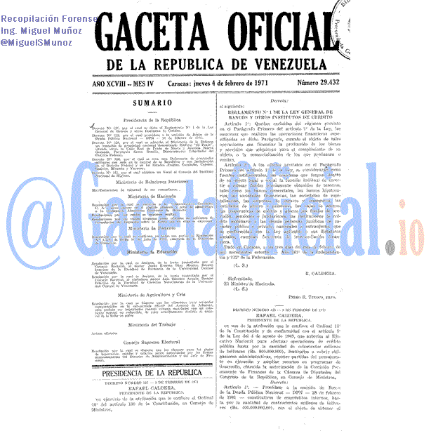 Gaceta Oficial 29432 del 4 Febrero 1971