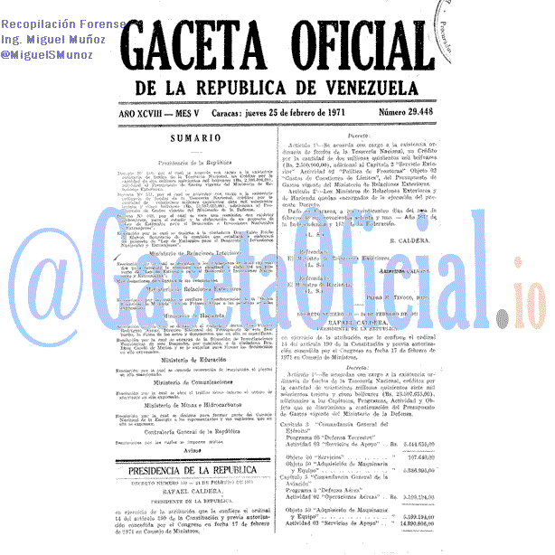 Gaceta Oficial 29448 del 25 Febrero 1971