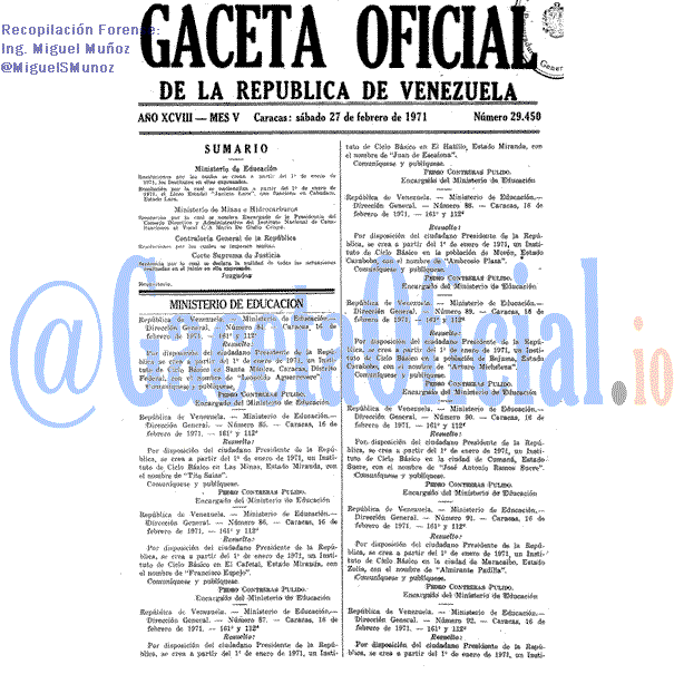 Gaceta Oficial 29450 del 27 Febrero 1971