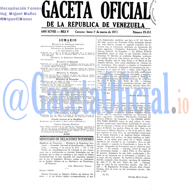 Gaceta Oficial 29451 del 1 Marzo 1971