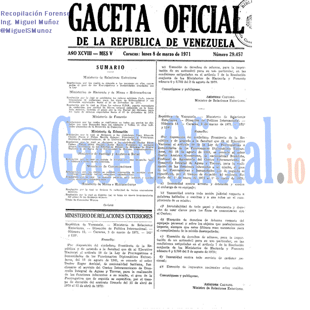 Gaceta Oficial 29457 del 8 Marzo 1971