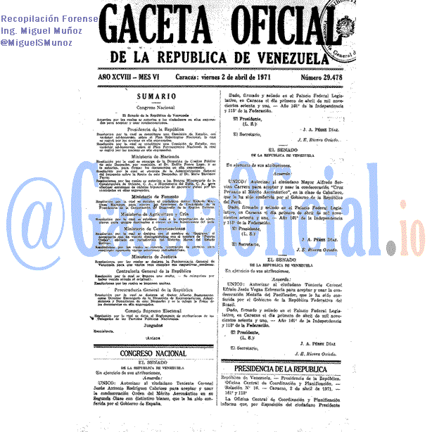 Gaceta Oficial 29478 del 2 Abril 1971