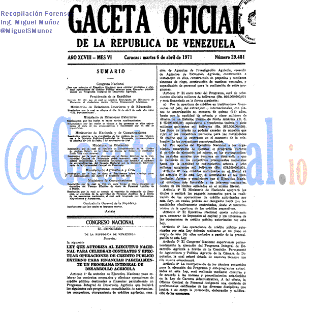 Gaceta Oficial 29481 del 6 Abril 1971