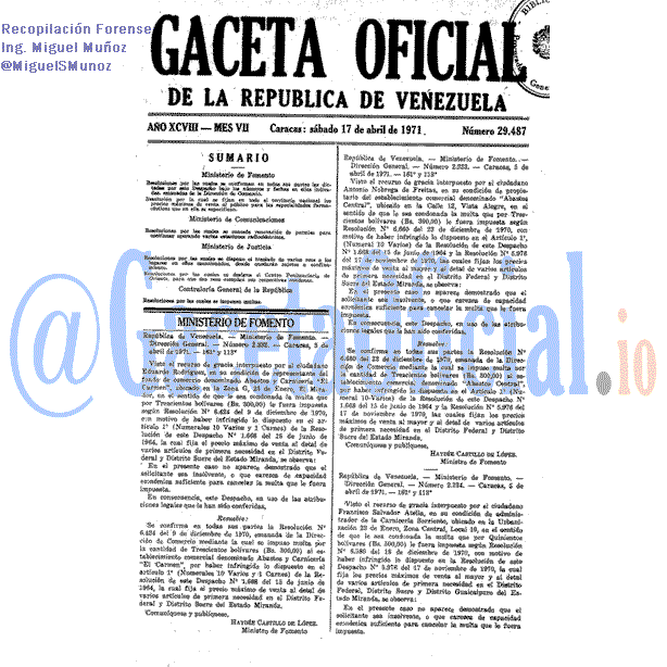 Gaceta Oficial 29487 del 17 Abril 1971