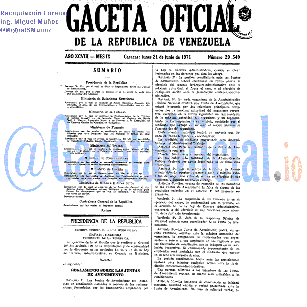 Gaceta Oficial 29540 del 21 Junio 1971