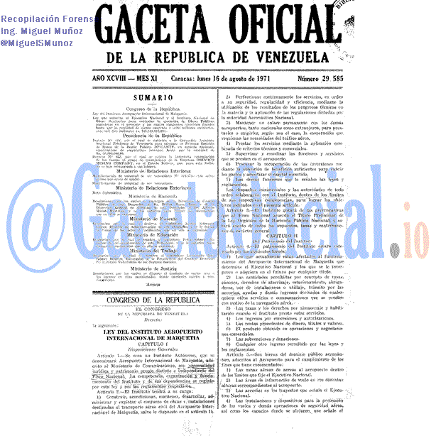 Gaceta Oficial 29585 del 16 Agosto 1971