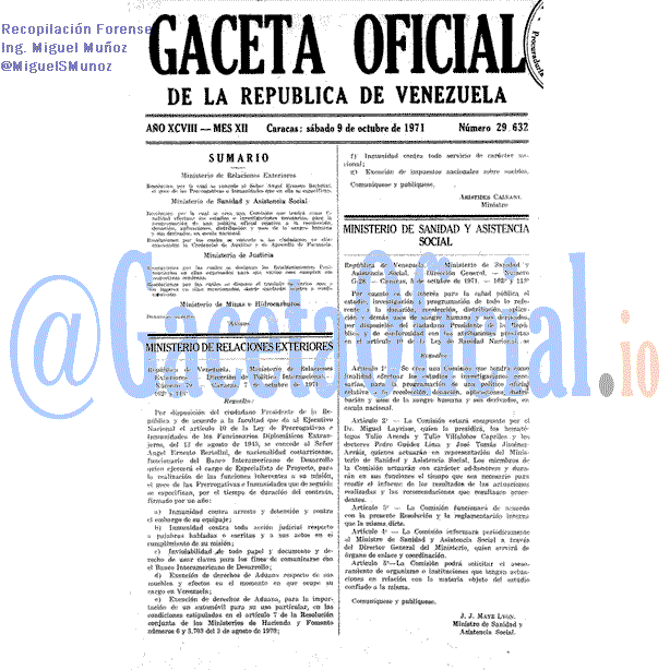 Gaceta Oficial 29632 del 9 Octubre 1971
