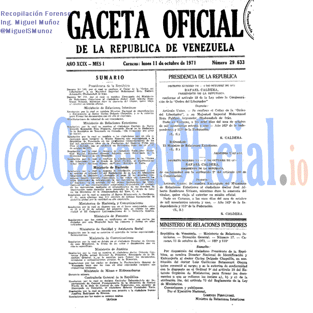 Gaceta Oficial 29633 del 11 Octubre 1971