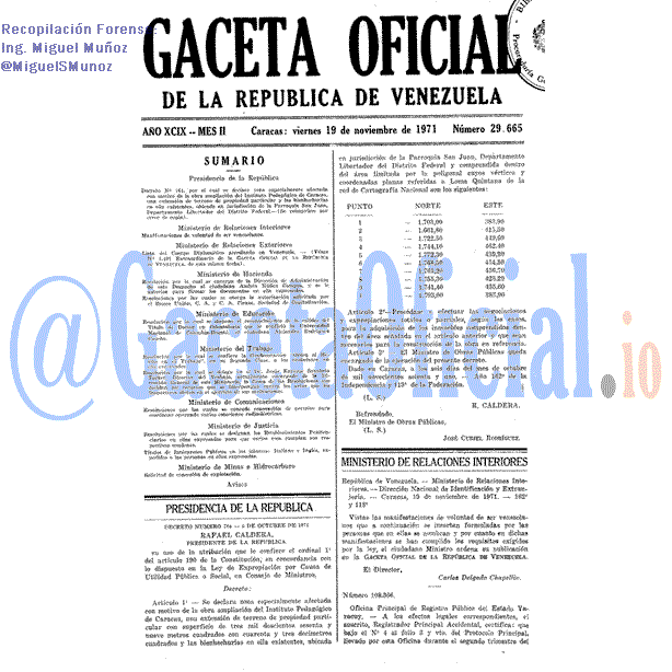 Gaceta Oficial 29665 del 19 Noviembre 1971