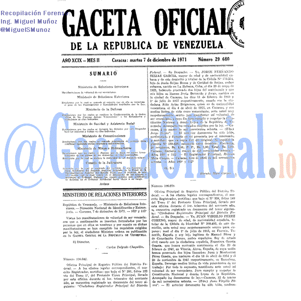 Gaceta Oficial 29680 del 7 Diciembre 1971