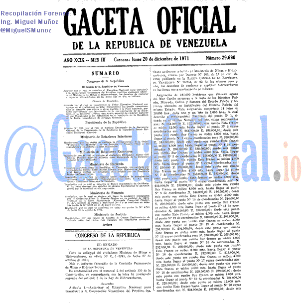 Gaceta Oficial 29690 del 20 Diciembre 1971