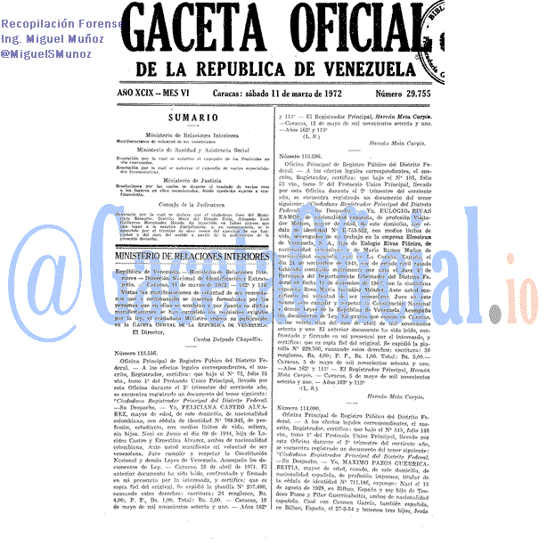Gaceta Oficial 29755 del 11 Marzo 1972