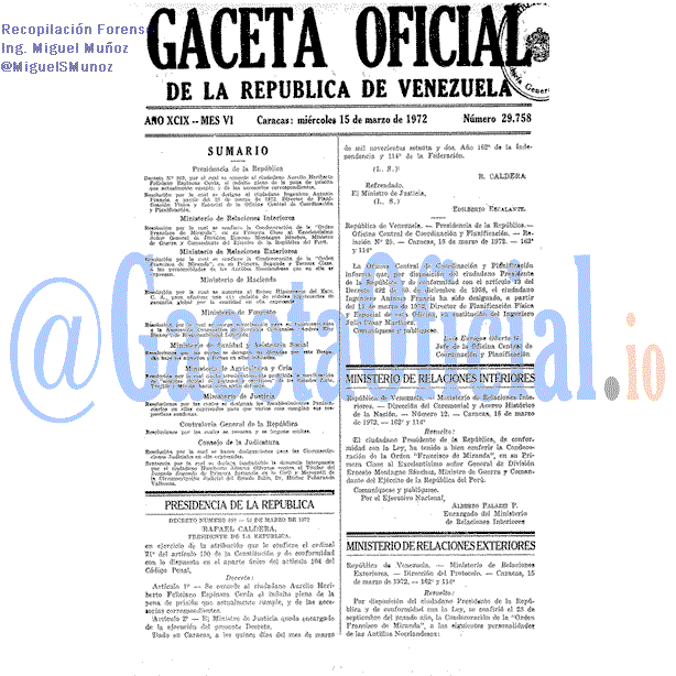 Gaceta Oficial 29758 del 15 Marzo 1972