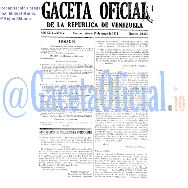Gaceta Oficial 29760 del 17 Marzo 1972