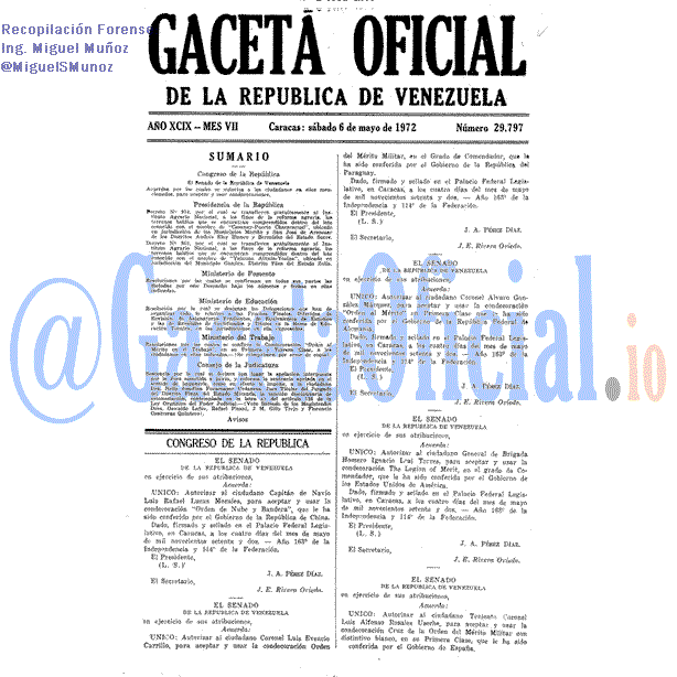 Gaceta Oficial 29797 del 6 Mayo 1972