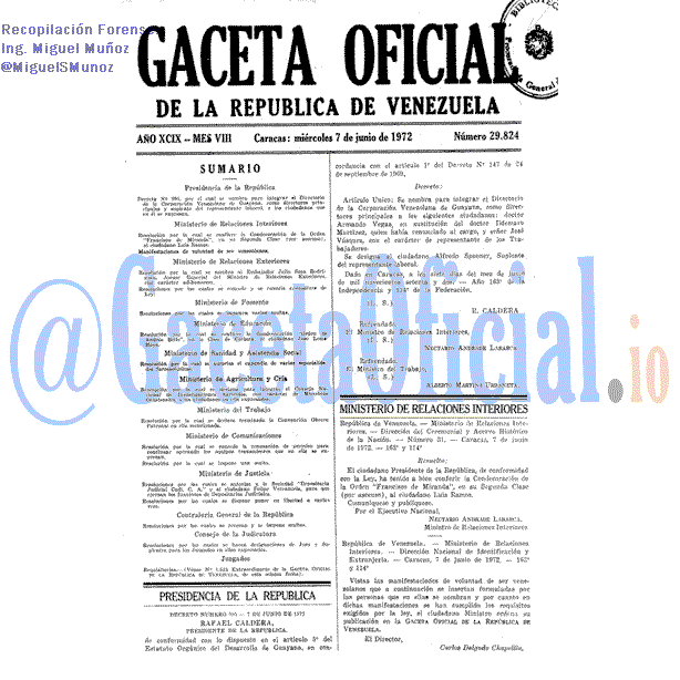 Gaceta Oficial 29824 del 7 Junio 1972