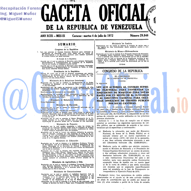 Gaceta Oficial 29846 del 4 Julio 1972