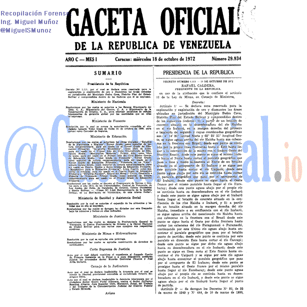 Gaceta Oficial 29934 del 18 Octubre 1972