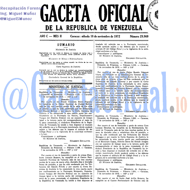 Gaceta Oficial 29960 del 18 Noviembre 1972
