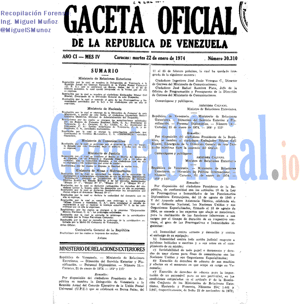 Gaceta Oficial 30310 del 22 Enero 1974