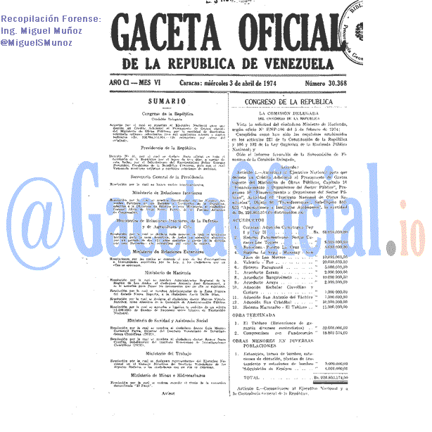 Gaceta Oficial 30368 del 3 Abril 1974