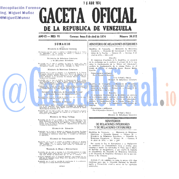 Gaceta Oficial 30372 del 8 Abril 1974