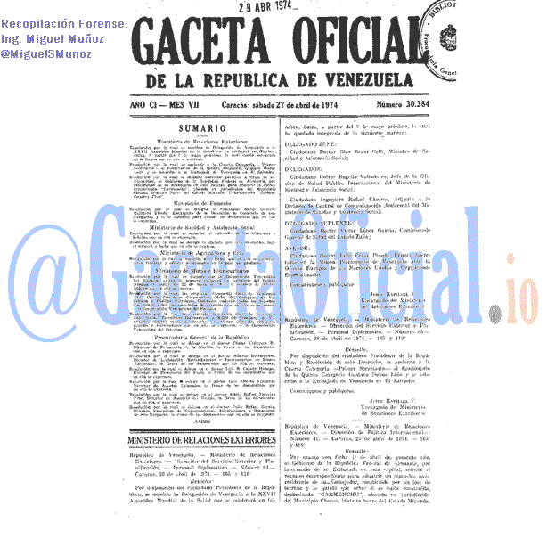 Gaceta Oficial 30384 del 27 Abril 1974