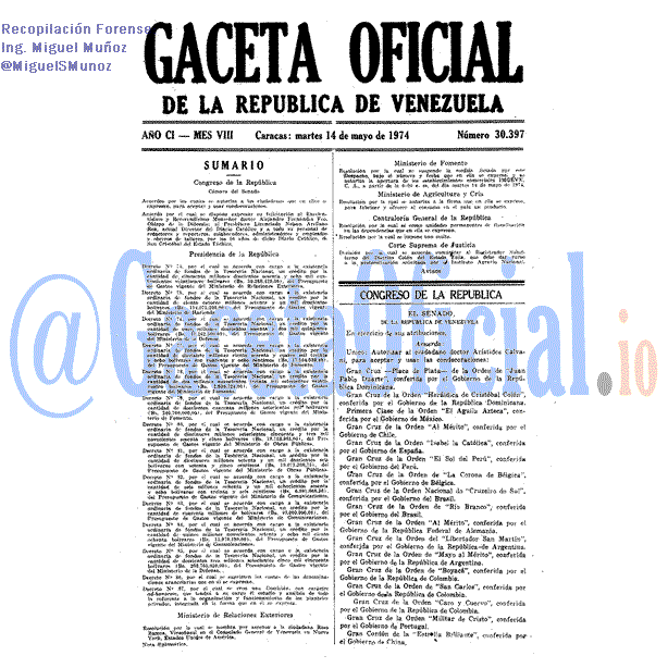 Gaceta Oficial 30397 del 14 Mayo 1974