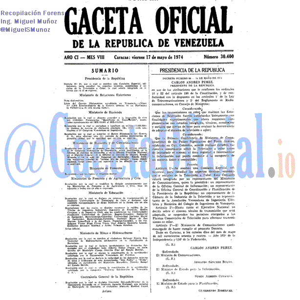 Gaceta Oficial 30400 del 17 Mayo 1974
