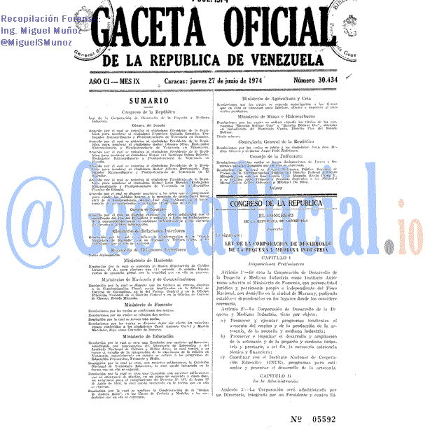Gaceta Oficial 30434 del 27 Junio 1974