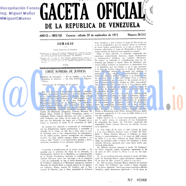 Gaceta Oficial 30512 del 28 Septiembre 1974