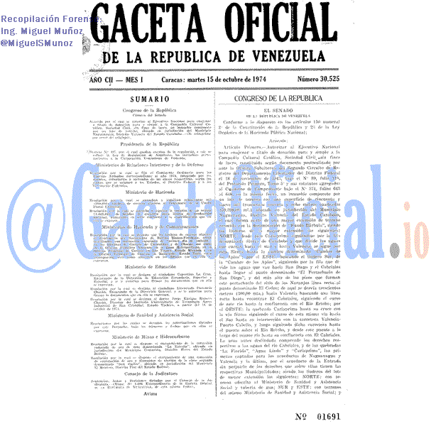 Gaceta Oficial 30525 del 15 Octubre 1974