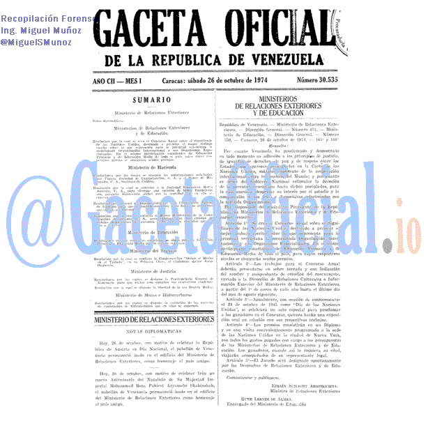 Gaceta Oficial 30535 del 26 Octubre 1974