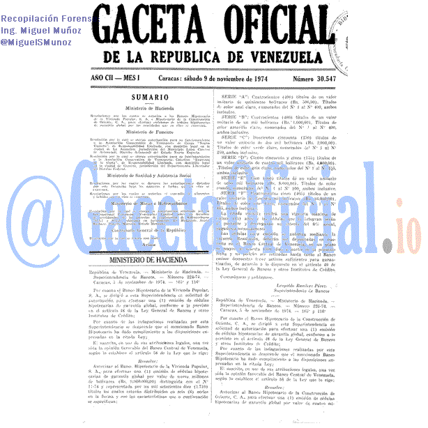 Gaceta Oficial 30547 del 9 Noviembre 1974