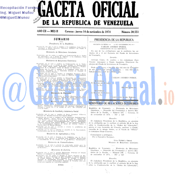 Gaceta Oficial 30551 del 14 Noviembre 1974