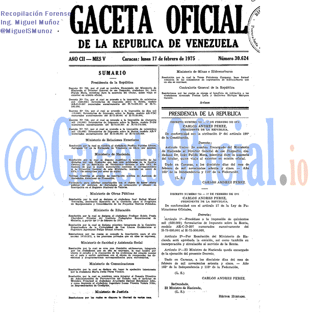 Gaceta Oficial 30624 del 17 Febrero 1975