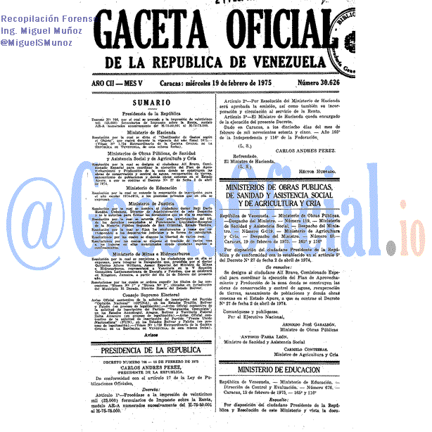 Gaceta Oficial 30626 del 19 Febrero 1975